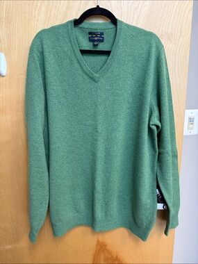 Club Room Men's Forest Green V-Neck Cashmere-Blend Sweater
